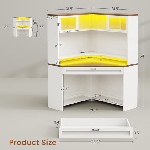 31.5" Corner Desk with Drawers, view 3