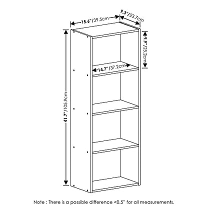 LUDER 4-Tier Book Shelf, Open Shelves Bookshelf, French Oak, view 4