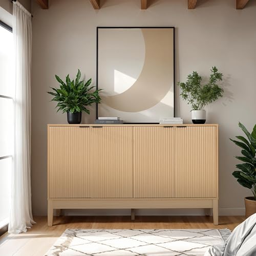 55" Modern 4-Door Sideboard Storage Cabinet, Buffet, Media Cabinet, Cupboard, view 3
