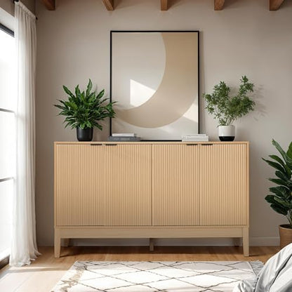 55" Modern 4-Door Sideboard Storage Cabinet, Buffet, Media Cabinet, Cupboard, view 3