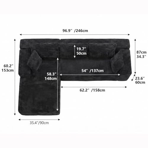 Boneless Couch Modular Sectional Sofa Cloud Couch, view 3