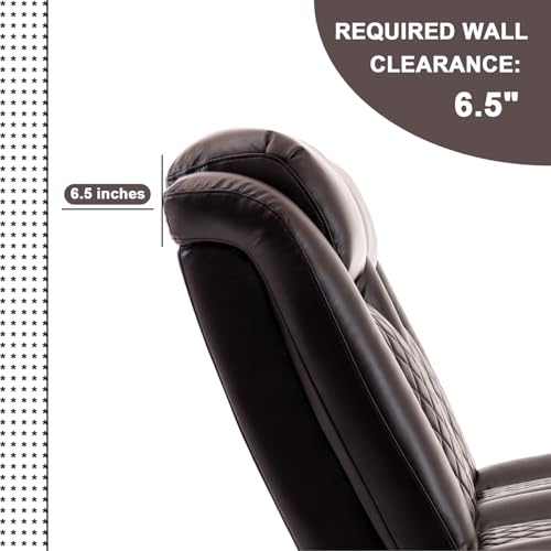 Loveseat Recliner, Recliner Sofa with Cup Holders and 2 Pillows, Wall Hugger Recliners & 135° Reclining Loveseat (Brown PU Leather Furniture)