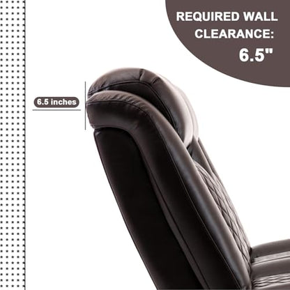 Loveseat Recliner, Recliner Sofa with Cup Holders and 2 Pillows, Wall Hugger Recliners & 135° Reclining Loveseat (Brown PU Leather Furniture)