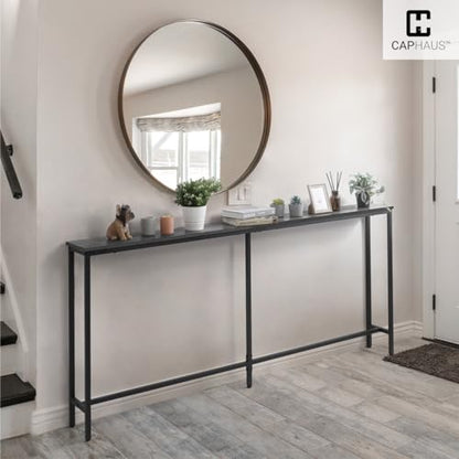 47" Narrow Long Console Table Behind Couch, Sofa Table for Entryway Living Room, Skinny Long Hallway Table, Grey Oak