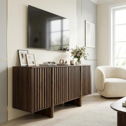 Walnut Wooden Buffet Cabinet with Storage, 64" Large Sideboard Cabinet, view 7