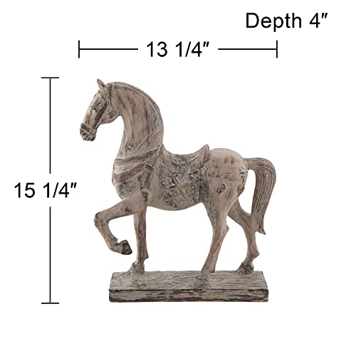 Rustic Horse 15 1/4" High Stone Finish Cast Resin Statue