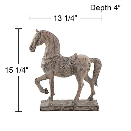 Rustic Horse 15 1/4" High Stone Finish Cast Resin Statue