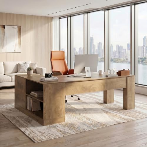78.7" L Shaped Office Desk with Drawers, view 4