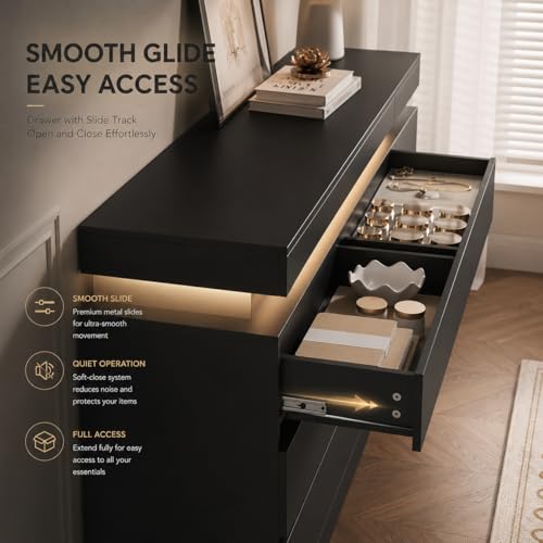 6 Drawer Dresser with LED Lights & Charging Station, view 7