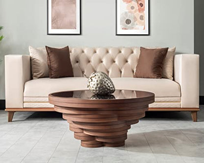 Natural Walnut Coated Coffee Table, Custom Designed Coffee Table, Wooden Rustic Coffee Table, Wood Living Room Furniture, Disassembled Modular Furniture, Lara Model