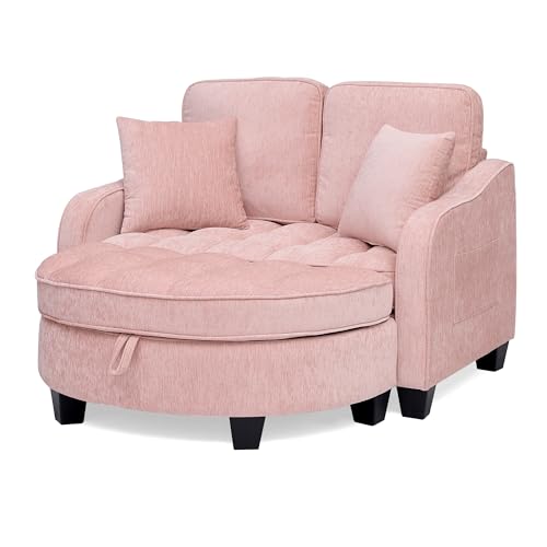 Chenille Tufted Loveseat Sofa and Ottoman Set, view 5