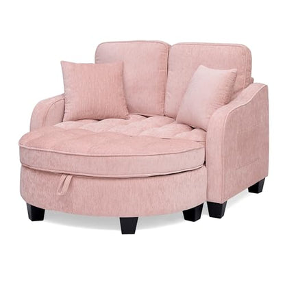 Chenille Tufted Loveseat Sofa and Ottoman Set, view 5