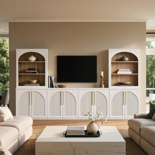 Arched Sideboard Cabinets, Modular Buffet Table, White, view 5