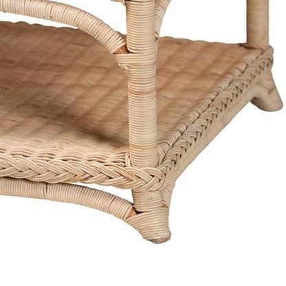 Oxford Natural Rattan Furniture with Braided Edges and emblished Decorative Ring Design, Coffee Table