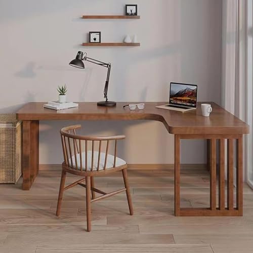 Solid wood corner desk, l-shaped computer desk, home office desk, view 3