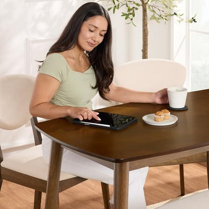 Best Choice Products 4-Piece Mid-Century Modern Wood Dining Kitchen Table & Chair Set w/ 2 Upholstered Chairs, Bench Seat - Walnut/Cream
