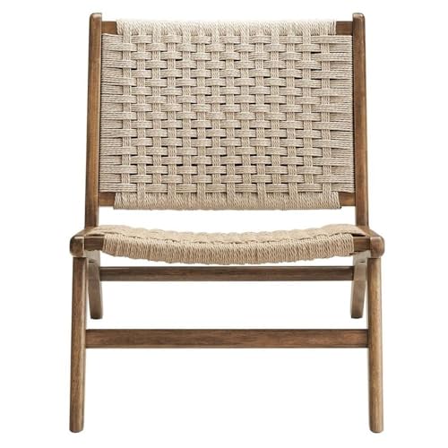 Saoirse Woven Rope Wood Accent Lounge Chair in Walnut Natural
