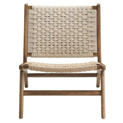 Saoirse Woven Rope Wood Accent Lounge Chair in Walnut Natural
