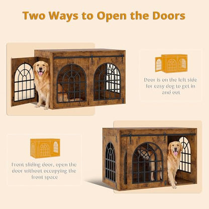 45.1" Dog Crate Furniture with Sliding Barn Door (Brown), view 4