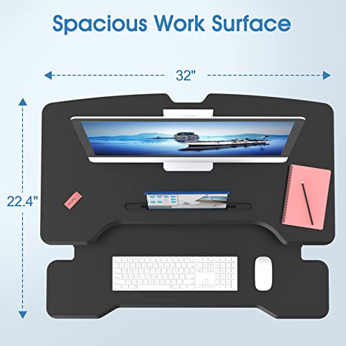 32" Standing Desk Converter, Quick Sit to Stand Desk Riser, view 3