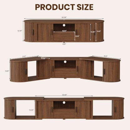 TV Stand, Extendable Media Console with Sliding Storage Doors, view 3
