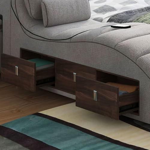 Modern Wooden Queen Bed Queen Size Platform Bed Frame Multifunctional USB, view 6