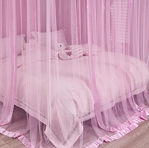 4 Corners Post Canopy Bed Curtains for Girls Full Size, view 8