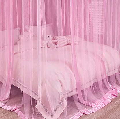 4 Corners Post Canopy Bed Curtains for Girls Full Size, view 8