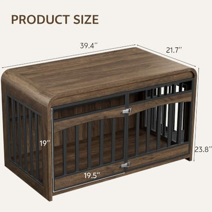 39.4" Dog Crate Furniture, Wooden Dog Cage for Small & Medium Dog, view 7