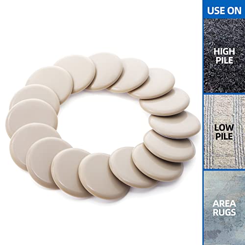 Self-Adhesive Furniture Slider, 2.5Inch Self-Adhesive Furniture Moving Pads, Adhesive Carpet Slider is Suitable for Carpet 16 Pieces, Furniture Moving Slide-Easily Move Any Item