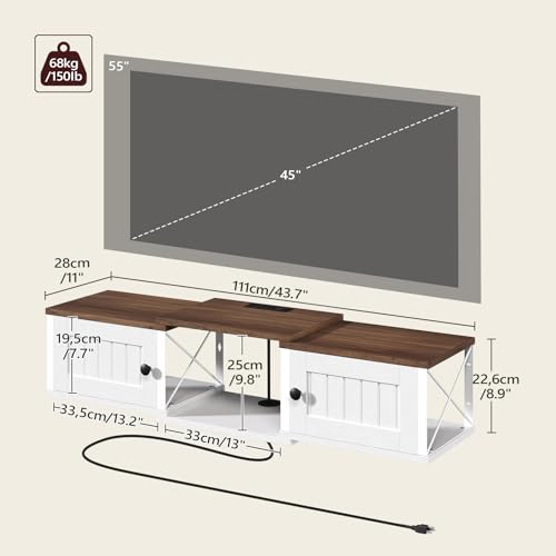 Farmhouse Floating TV Stand with Power Outlet, view 3