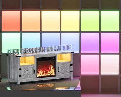 58 Inch LED Fireplace TV Stand for TVs up to 65 Inch, Gray Wash, view 4