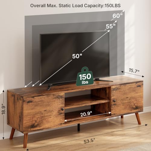 TV Stand for 55 60 inch TV, Modern Mid Century Entertainment Center with Storage, view 4
