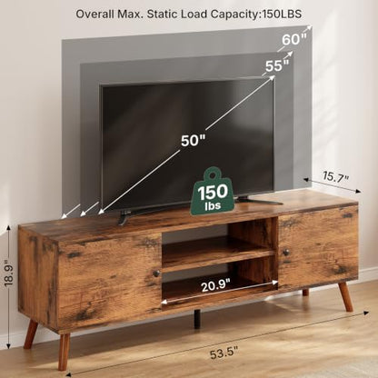 TV Stand for 55 60 inch TV, Modern Mid Century Entertainment Center with Storage, view 4