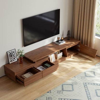 Extendable TV Stand for 65-110" TVs, Modern Media Console, Walnut Brown, view 6