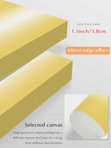 NuYeBiofx Gradient Lemon Yellow Abstract Canvas Wall Art Prints,48"x32" Framed Picture Artwork Modern Aesthetic Art Printed Canvas Oil Painting for Living Room Bedroom Office,Ready to Hang