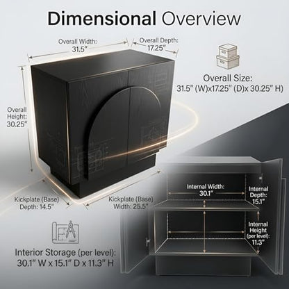 Black Sideboard Buffet Cabinet with Storage, view 4