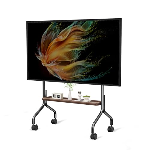 Easel Rolling TV Stand on Wheels for 32-75 Inch TVs with Storage Shelves, view 2