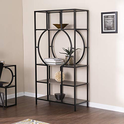 Tyberton 5-Tier Bookcase - Transitional Design, Natural Iron and Wood - Ideal for Living Room, Home Bar (HZ1119038)