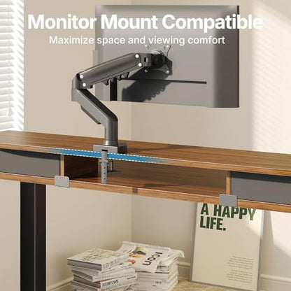 40 x 24 inch Small Electric Standing Desk with 2 Drawers, C-Clamp Mount Compatible, Height Adjustable Sit Stand Desk, Home Office Stand Up Desk with 4 Memory Height Settings, Walnut