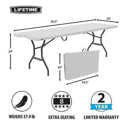 8-Foot Fold in Half Table, Light Commercial, White Granite