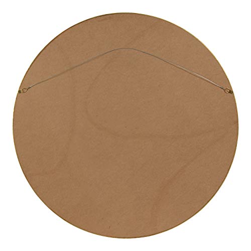 Travis Round Wood Wall Mirror, 31.5" Diameter, Gold, Modern Glam Wall Décor Accent