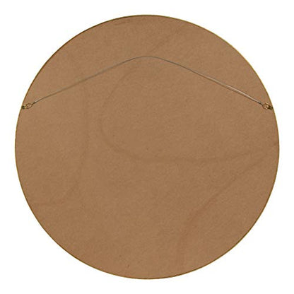 Travis Round Wood Wall Mirror, 31.5" Diameter, Gold, Modern Glam Wall Décor Accent