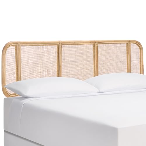 SAFAVIEH Furniture - Takuma King Headboard - Natural - Rattan & Solid Wood - Handwoven Cane Design for Bedroom & Guest Room, 79.1" W x 5.9" D x 53.2" H (HBD8008A-K)