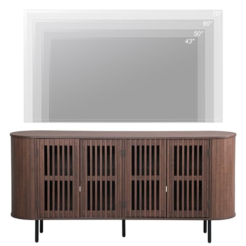 64.4" Fluted TV Stand, Wood Entertainment Center for TVs Up to 70 inches, view 5