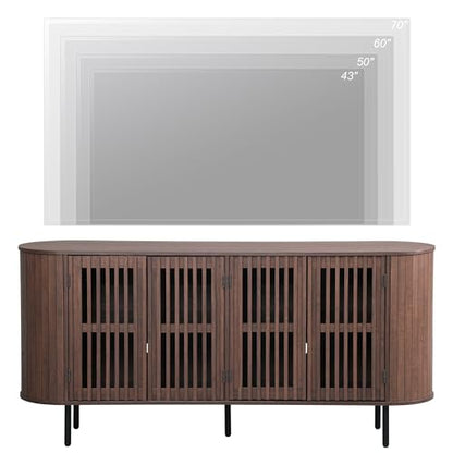 64.4" Fluted TV Stand, Wood Entertainment Center for TVs Up to 70 inches, view 5