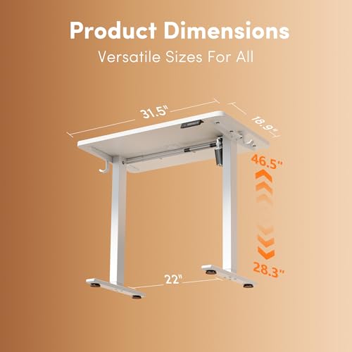 32" Small Electric Standing Desk Height Adjustable Desk, White, view 4