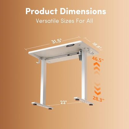 32" Small Electric Standing Desk Height Adjustable Desk, White, view 4