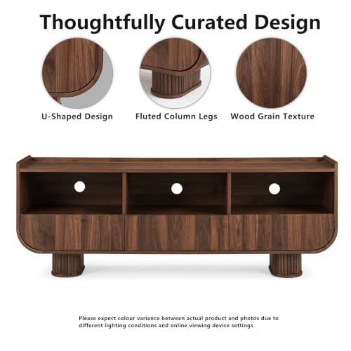 59" Mid Century Modern TV Stand for 65 Inch TV, Walnut, view 4