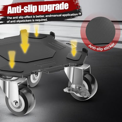 Upgraded Furniture Dolly Movers 5 Wheel Heavy Duty 2000LBS Capacity Carbon Steel Panel 360° Rotating Casters Furniture Slider for Sofa Refrigerator Piano (Black, 6in)